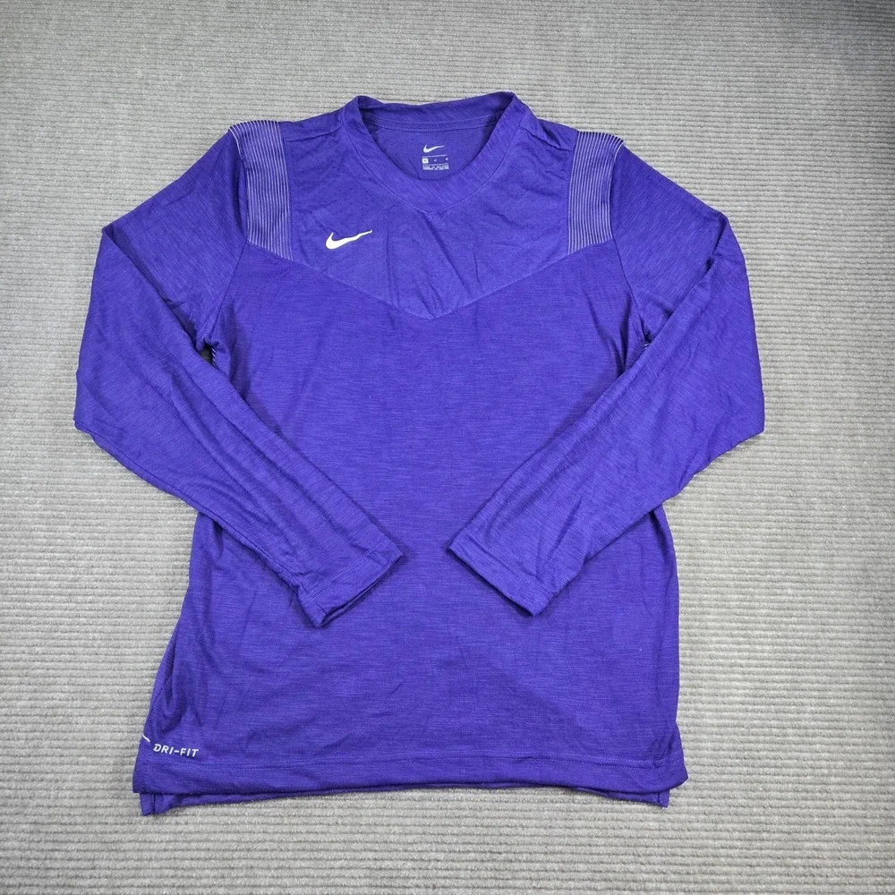 Nike Mens Medium‎ Purple Dri-FIT V-Neck Long Sleeve Training Shirt
